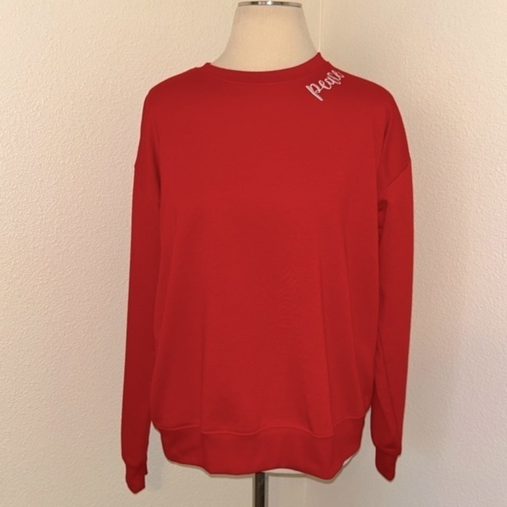 Christmas Holiday Workshop Republic Clothing Red Peace Sweatshirt S Small 4 6 8